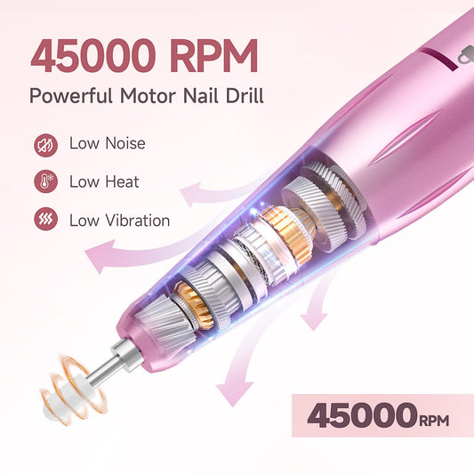 HQMPHQ nail drill LED display shows battery status for precise control on the go.