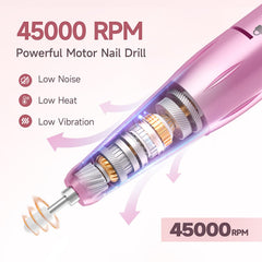 HQMPHQ nail drill LED display shows battery status for precise control on the go.
