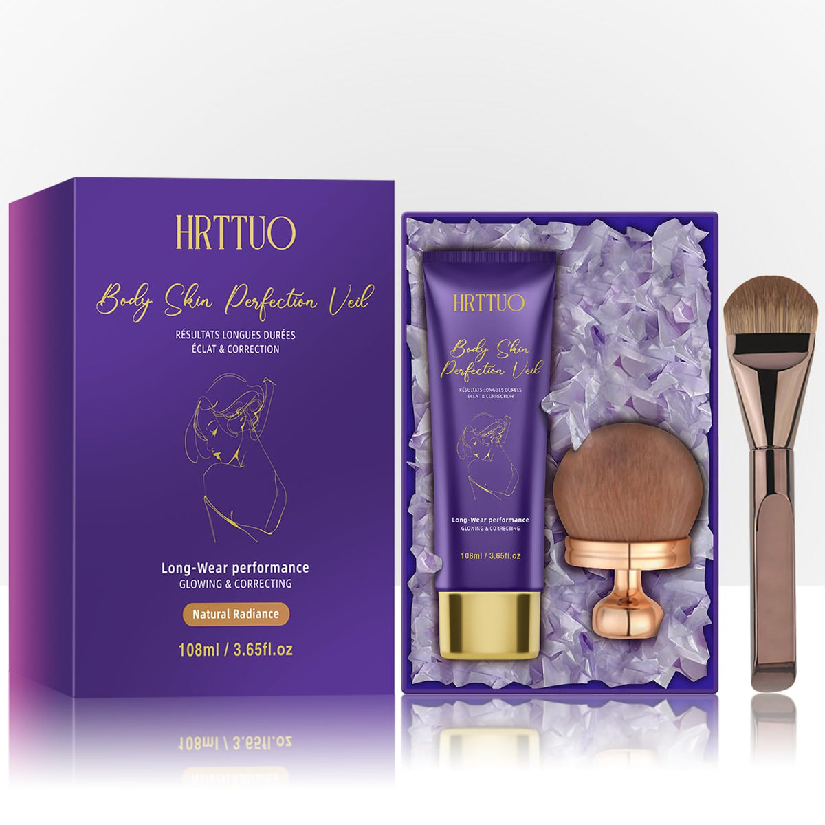 HRTTUO Body Coverage Perfector bottle close-up, showcasing long-lasting waterproof wear.
