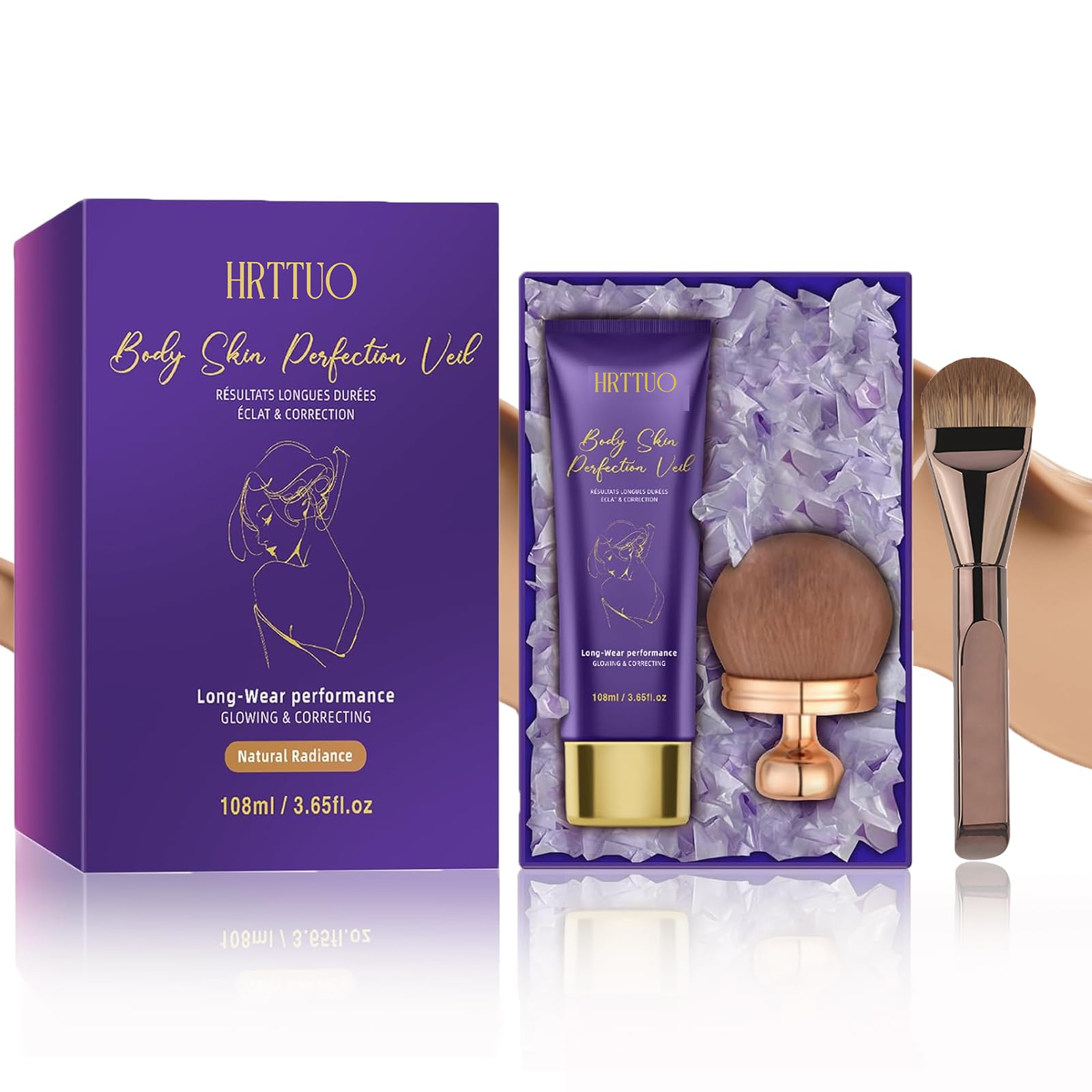 HRTTUO Body Coverage Perfector brush for precise leg makeup.