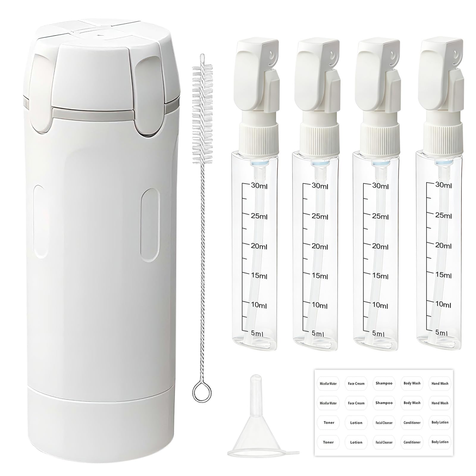 HSXCCL 4-in-1 travel dispenser bottles compact kit ready to pack for organized trips.