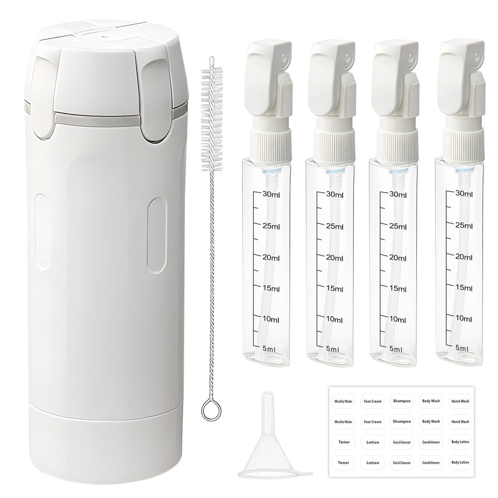 HSXCCL 4-in-1 travel dispenser bottles compact kit ready to pack for organized trips.