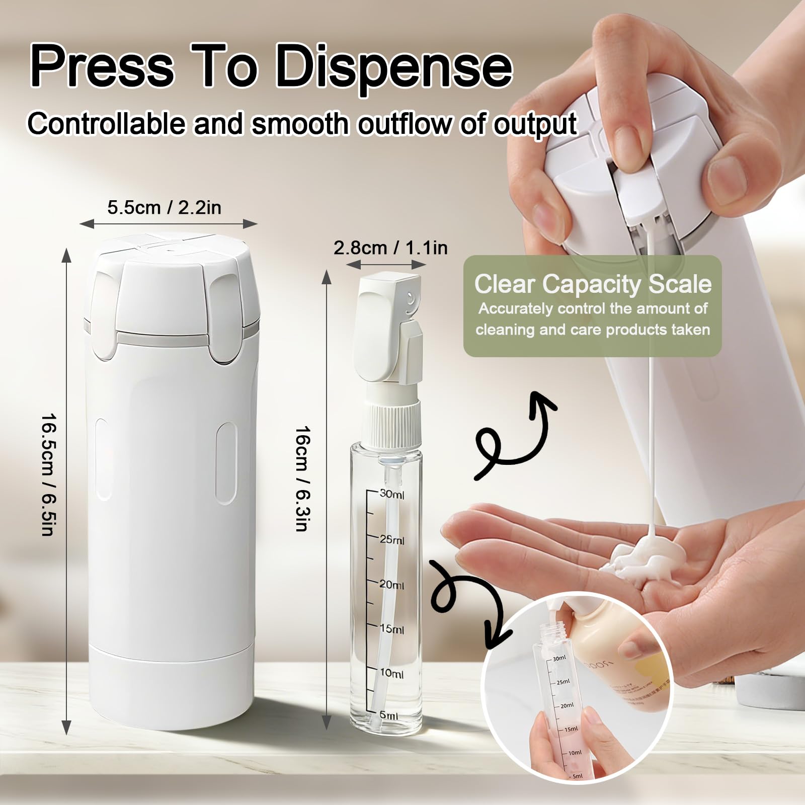 HSXCCL bottle with clear volume scale helps portion liquids precisely.