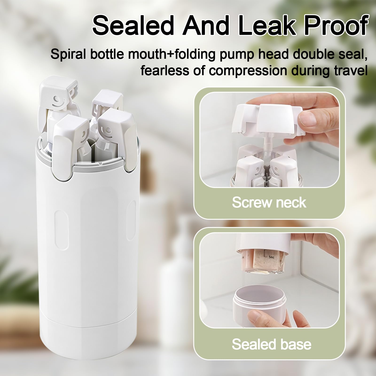 HSXCCL foldable pump head with double seal prevents leaks.