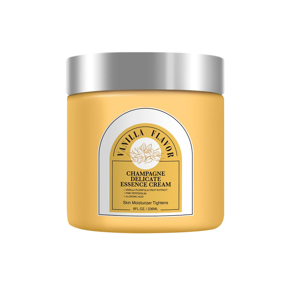 HTBGAA Champagne Lift Firming Body Crème bottle with elegant vanilla label for premium use