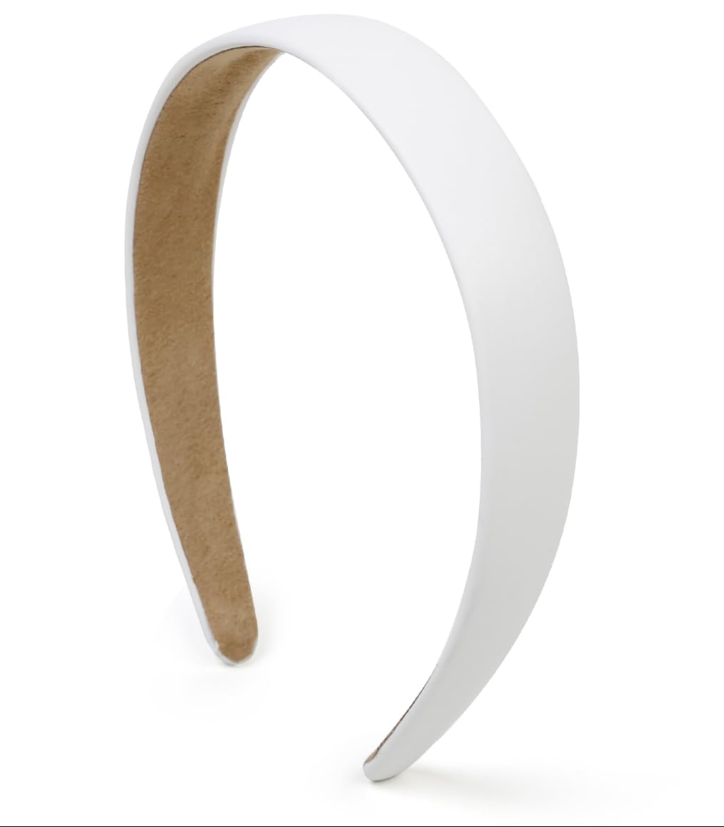 Huachi white headband, 1-inch thin design for everyday comfort.