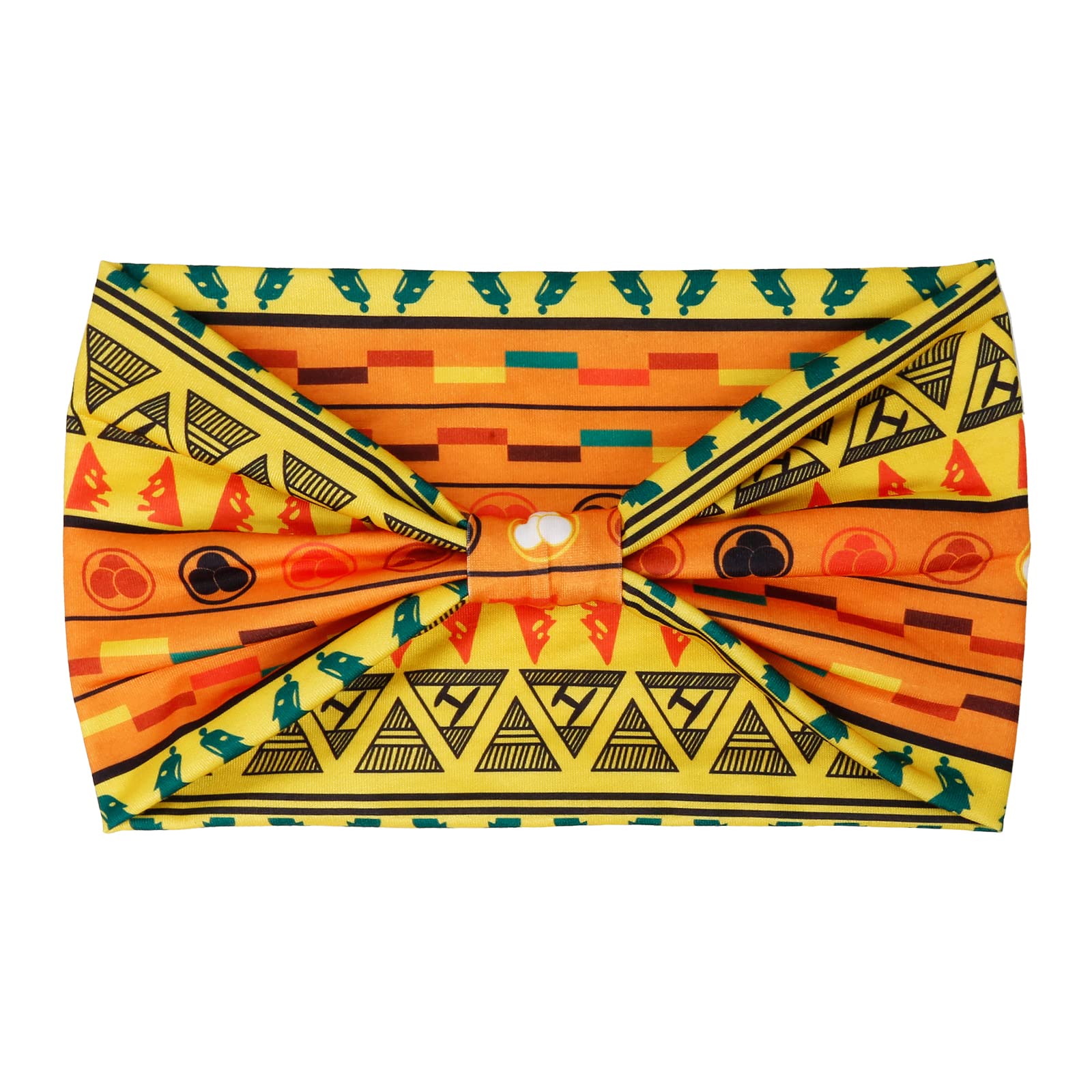 Huachi wide headbands African-knotted pattern for secure workouts.