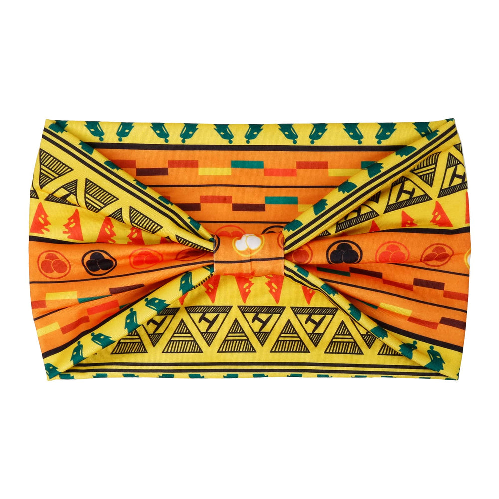 Huachi wide headbands African-knotted pattern for secure workouts.