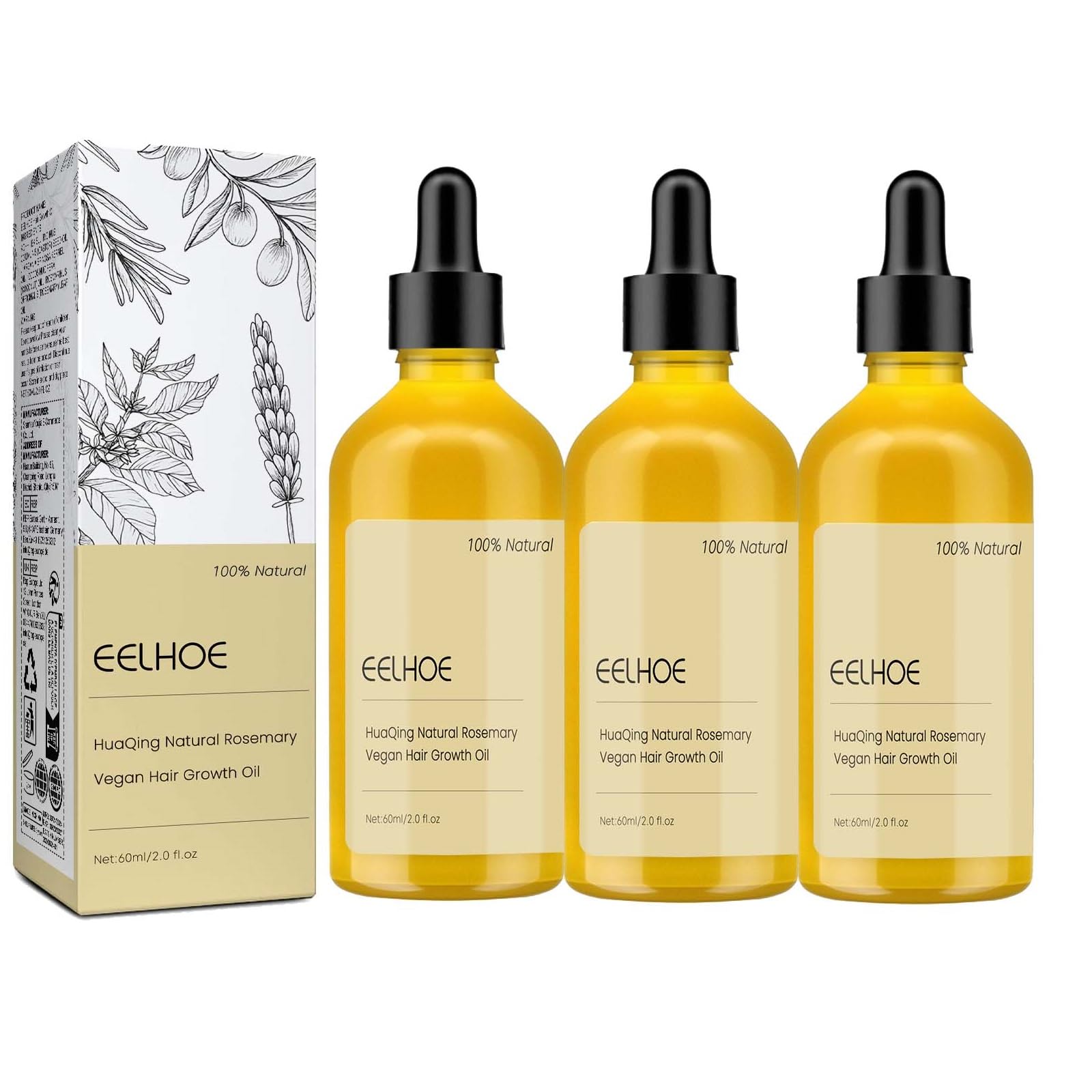 HuaQing 180ml bottle pour view supports scalp nourishment.