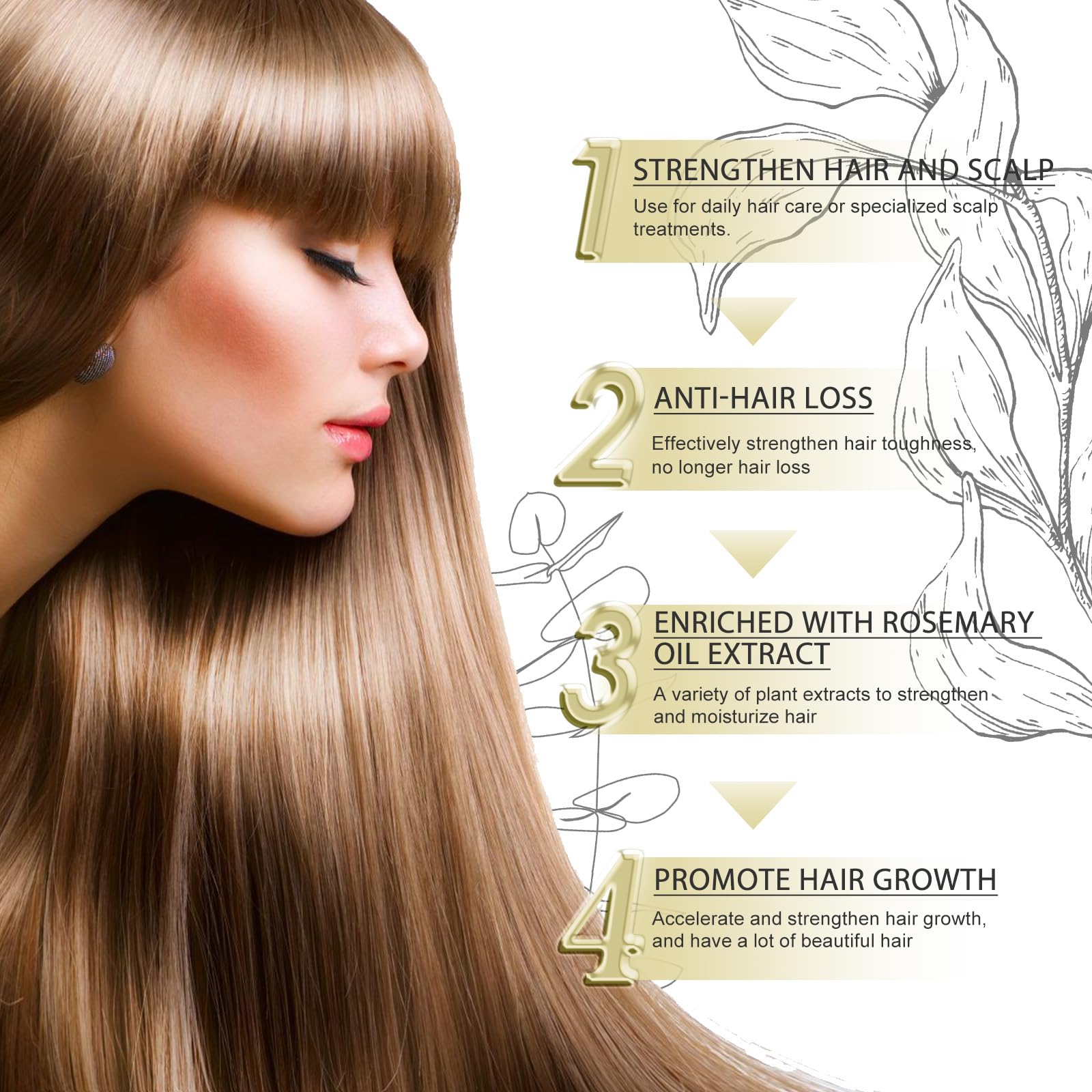 HuaQing Eelhoe rosemary oil on hair strands for rejuvenation