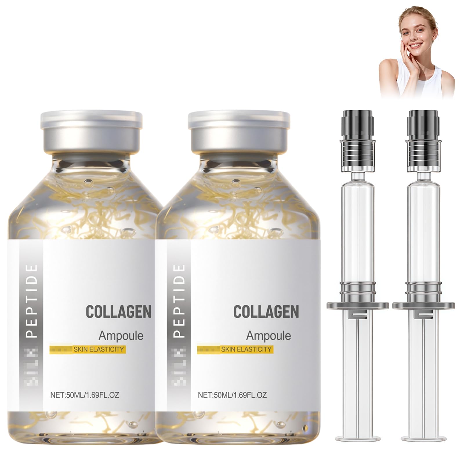 Huatinent SilkPeptide ampoule bottle closeup for firming routine