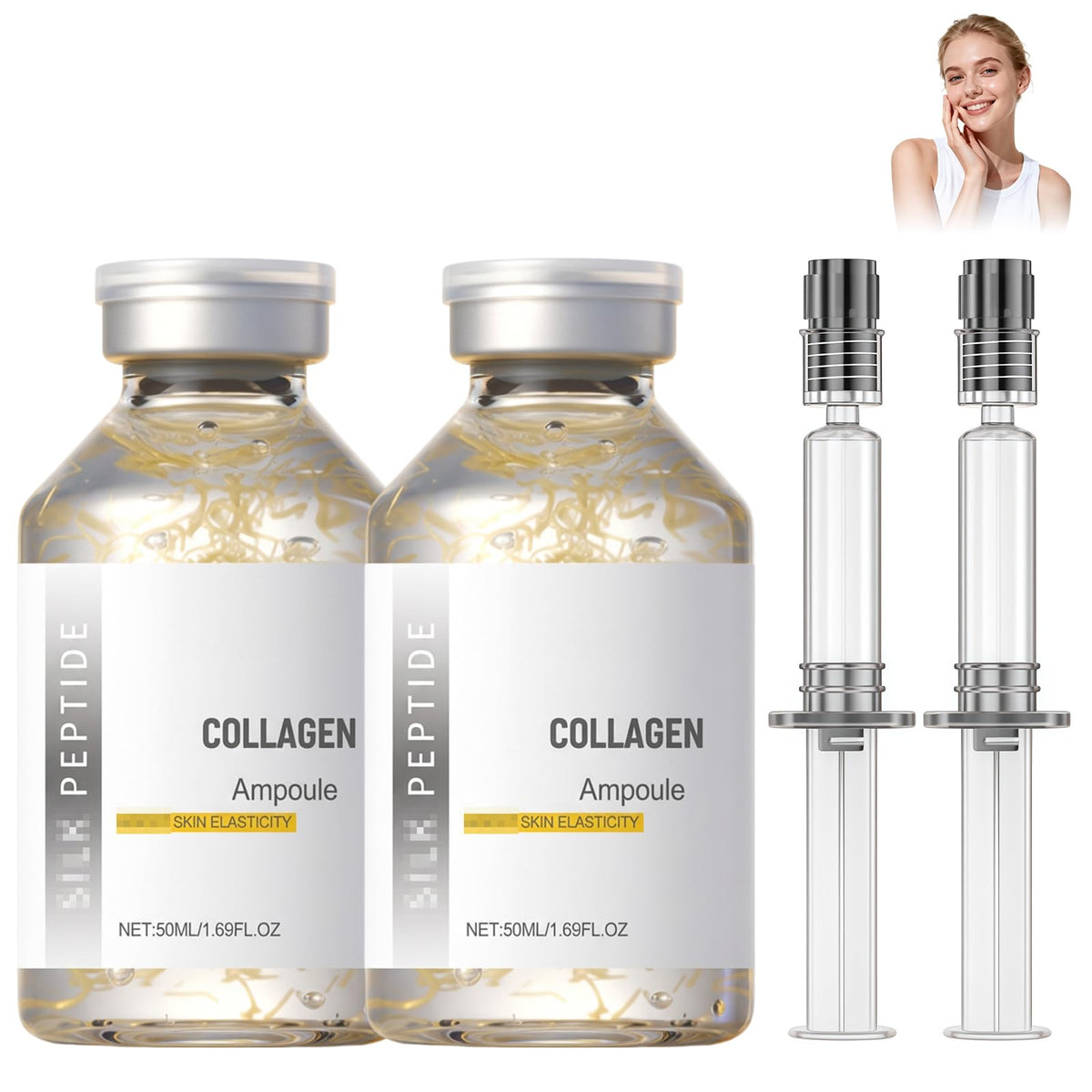 Huatinent SilkPeptide ampoule bottle closeup for firming routine
