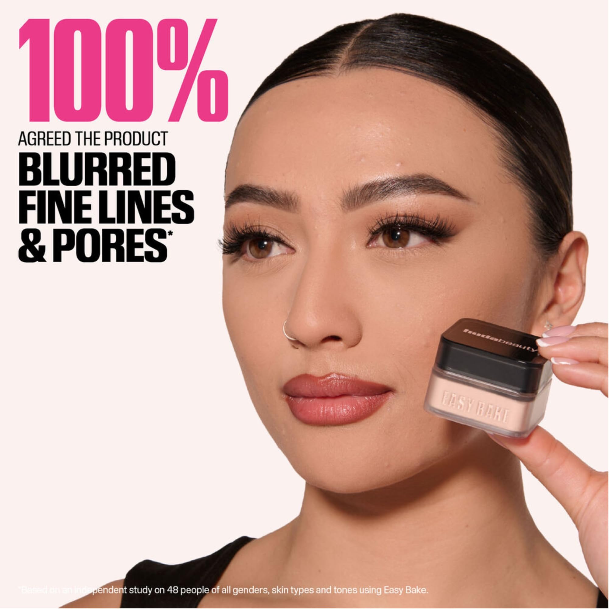 Huda Beauty Baby Bake Mini camera-ready look for photos