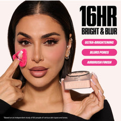 Huda Beauty Baby Bake Mini compact close-up highlighting design