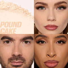 Huda Beauty Baby Bake Mini swatch on skin demonstrating color match and blur