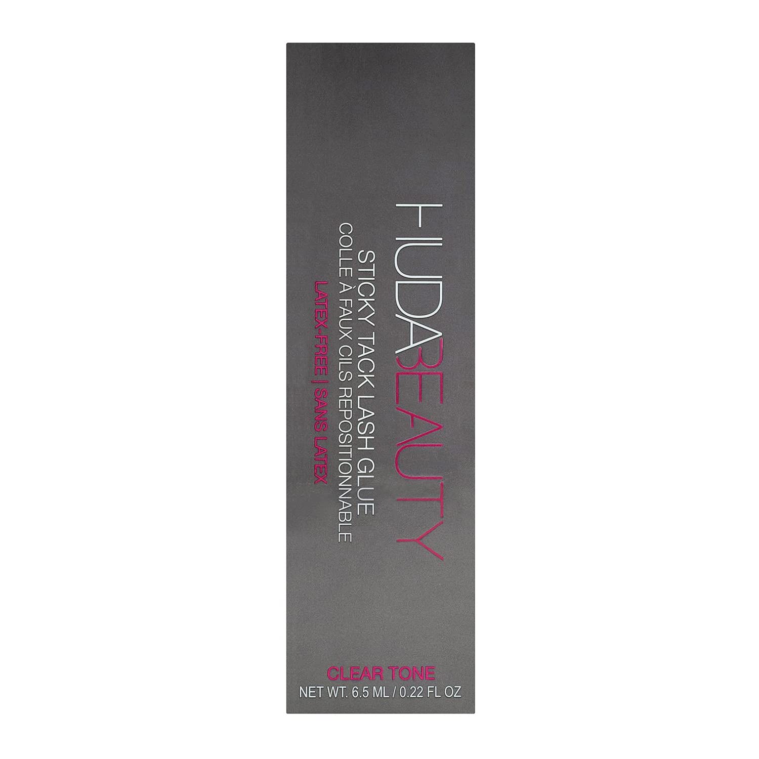 HUDA Beauty Sticky Tack Lash Glue applied to lashes for secure hold.