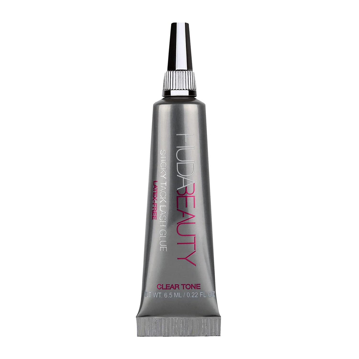 HUDA Beauty Sticky Tack Lash Glue bottle showing waterproof adhesion for all-day wear.