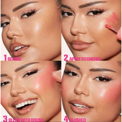 Coco Loco swirled on cheek demonstrates seamless blending and dimensional glow.