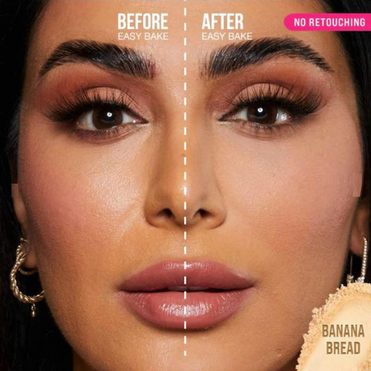 Huda Easy Bake Banana Bread application helps blur fine lines and set makeup all day.