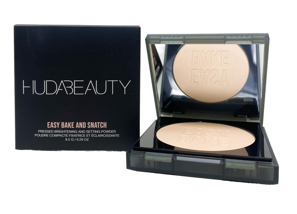 Huda Easy Bake and Snatch Peach Pie bottle showing brightening and long-wear finish