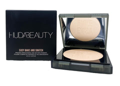 Huda Easy Bake and Snatch Peach Pie bottle showing brightening and long-wear finish