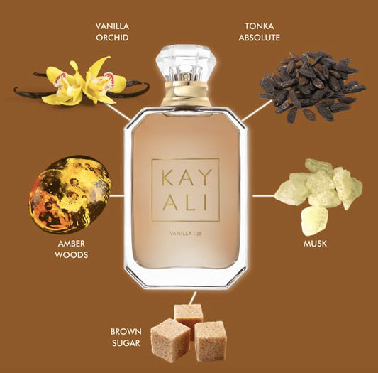 Close-up of Kayali Vanilla 28 cap highlighting luxury design