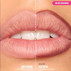 Huda Lip Contour Stain Soft Nude dual ended applicator for precise lining and smooth color.