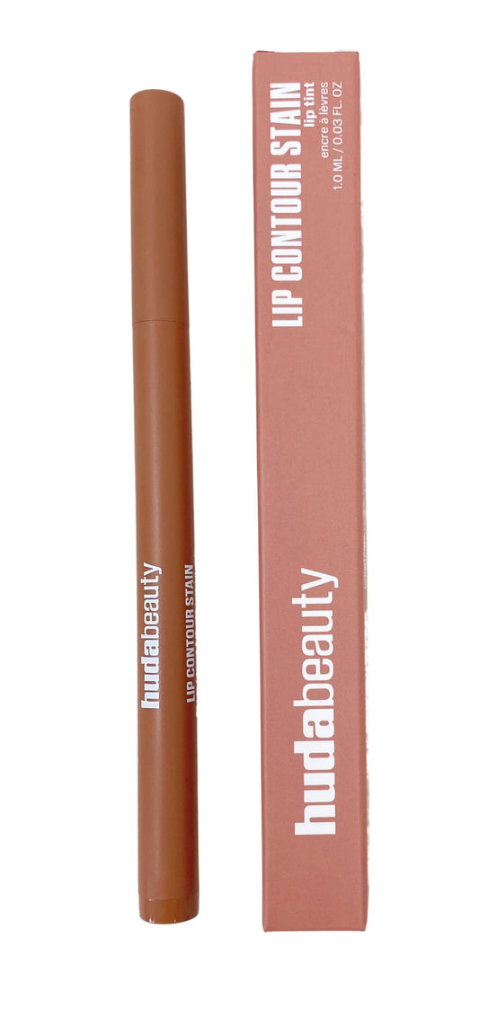 Huda Lip Contour Stain Soft Nude bottle shows long lasting color and precise liner.