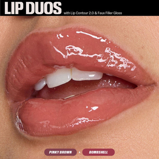 Huda Pink Kit Lip Contour 2.0 in Pinky Brown defines lips softly.
