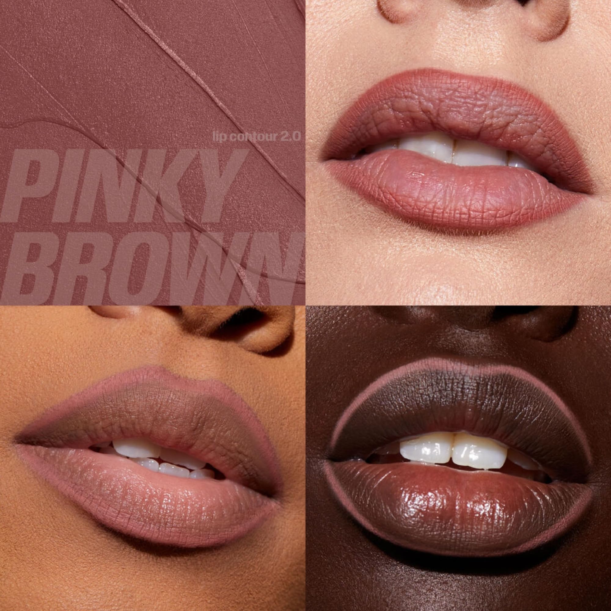 Huda Pink Kit Lip Pencil in Pinky Brown swatches evenly for precise definition.