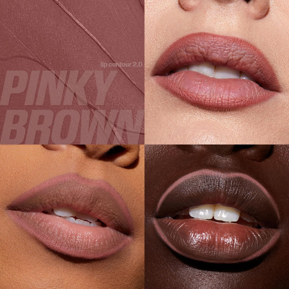 Huda Pink Kit Lip Pencil in Pinky Brown swatches evenly for precise definition.