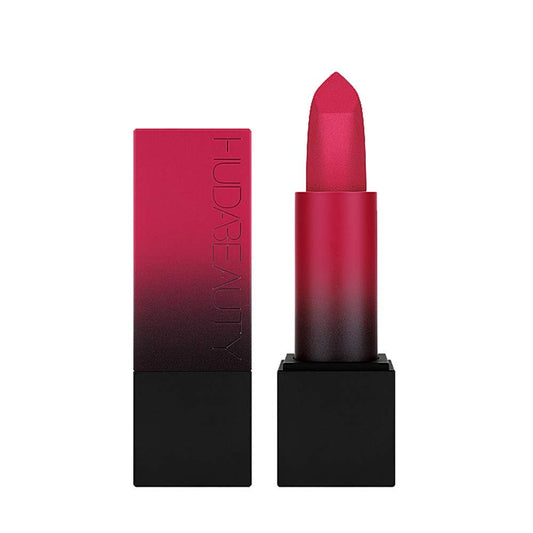 Huda Power Bullet Matte Lipstick Honeymoon close-up swatch showing rich pigment.