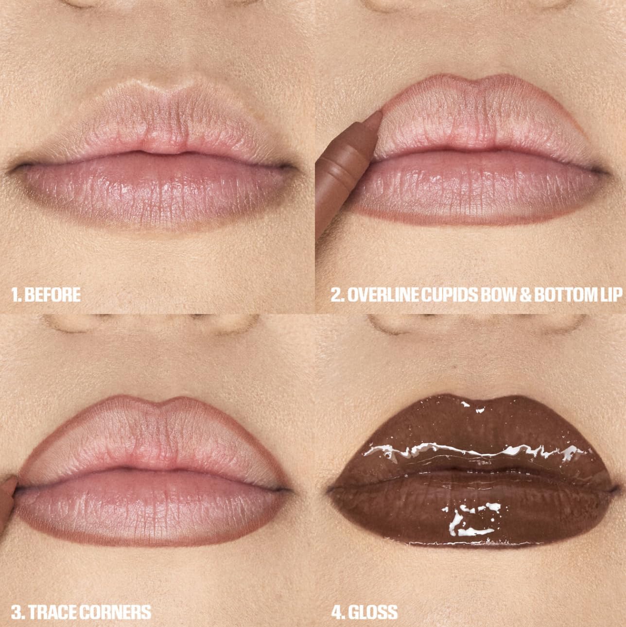 Huda Beauty Juicy Coco lip contour 2-0 Terracotta pencil tip for precise definition.
