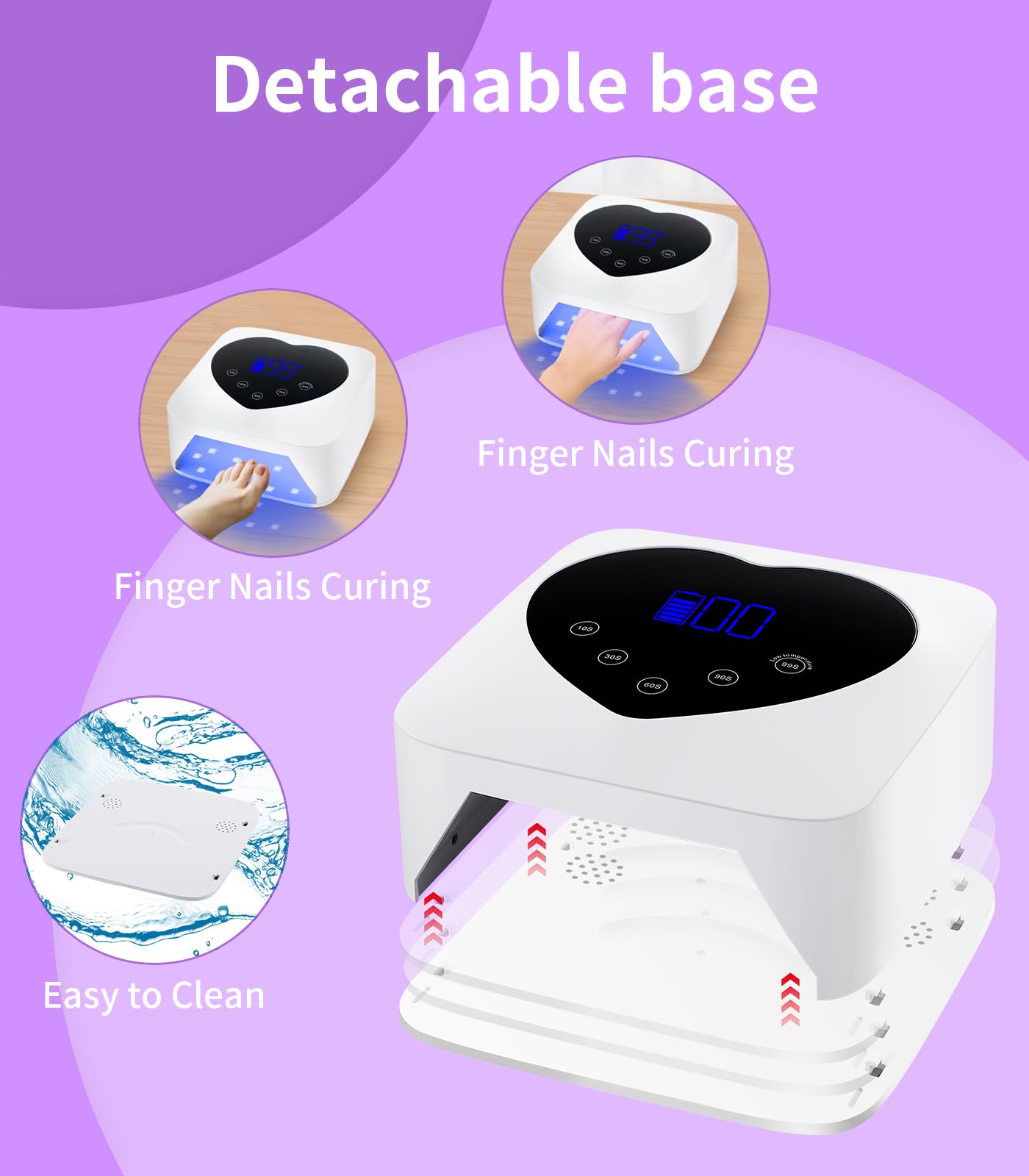 HUGMAPLE nail lamp with large interior space for fingernails and toenails