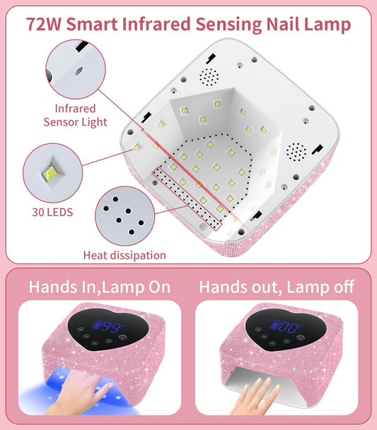 HUGMAPLE UV nail light display shows timer and battery status clearly