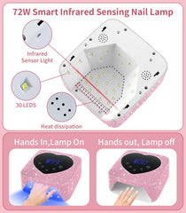 HUGMAPLE UV nail light display shows timer and battery status clearly