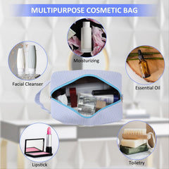 Huifen makeup brush bag in blue with compact layout for brushes