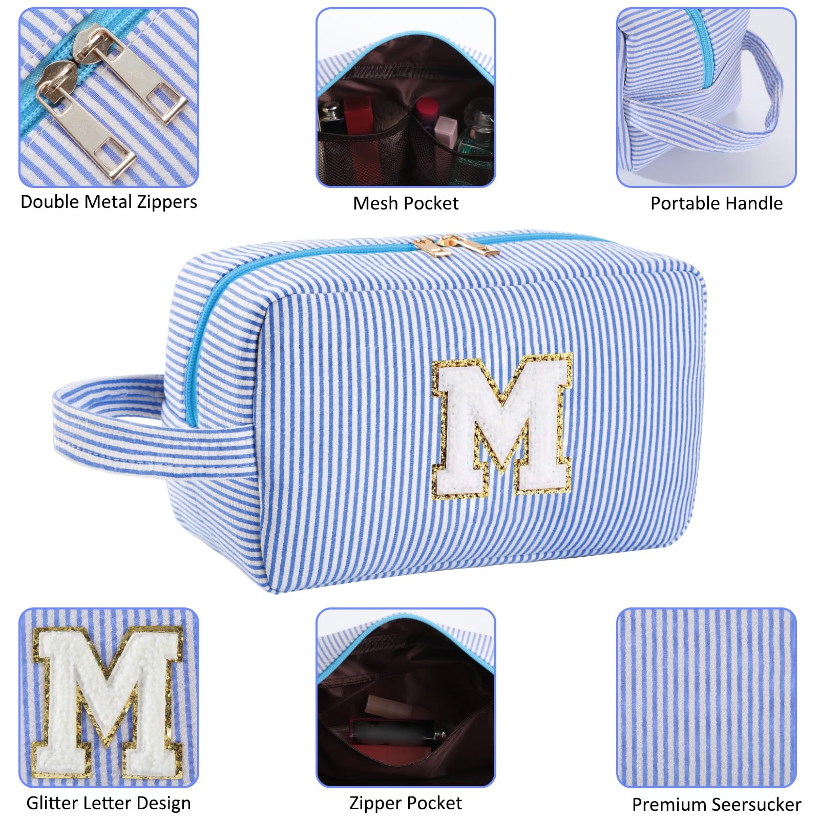 Huifen personalized makeup bag available in color options for a chic gift.