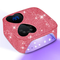 HUITINE 80W cordless UV LED nail lamp with pink diamond design for quick gel curing