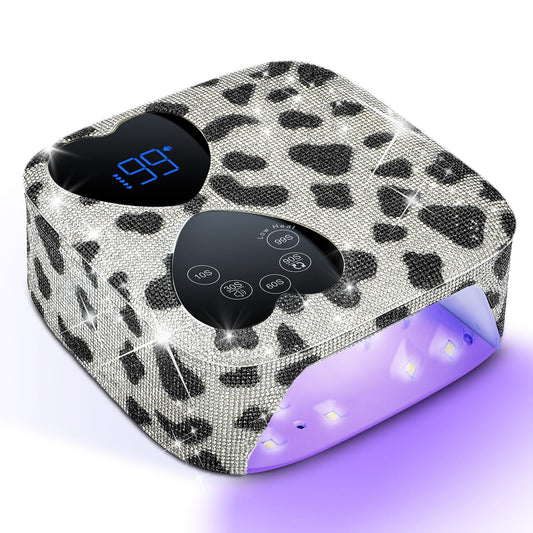 HUITINE 80W UV LED nail lamp with cow diamond rhinestones for fast gel finishes