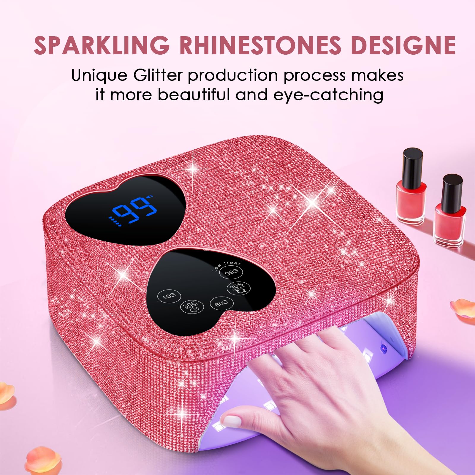 HUITINE sparkling rhinestones nail lamp adds glamorous shine to your manicure setup