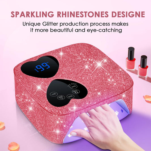 HUITINE sparkling rhinestones nail lamp adds glamorous shine to your manicure setup