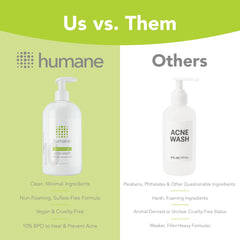 Vegan and cruelty-free logo on Humane product packaging.