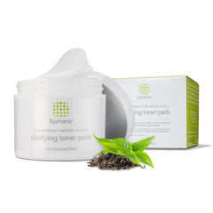 Humane Clarifying Toner Pads pack ready for use in a skincare routine.