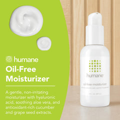 Humane moisturizer texture swatch highlighting fast absorption and non-greasy finish
