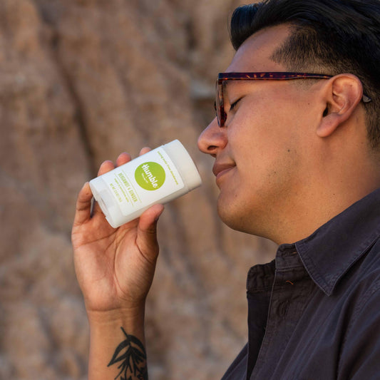 Humble Brands Bergamot Ginger aluminum-free deodorant container showing refreshing scent profile.