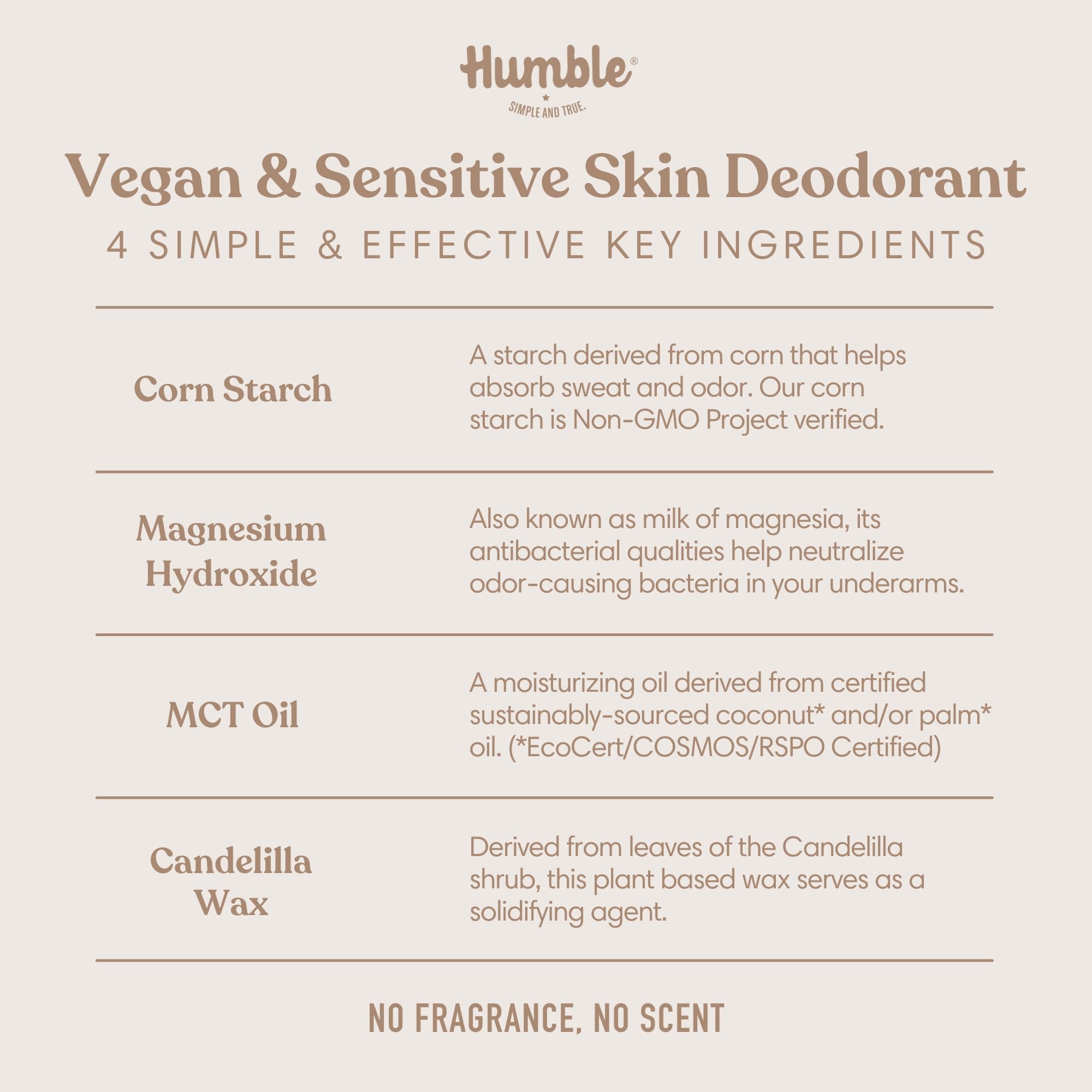 Humble Brands deodorant with MCT oil for smooth glide and quick absorption