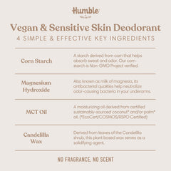 Humble Brands deodorant with MCT oil for smooth glide and quick absorption