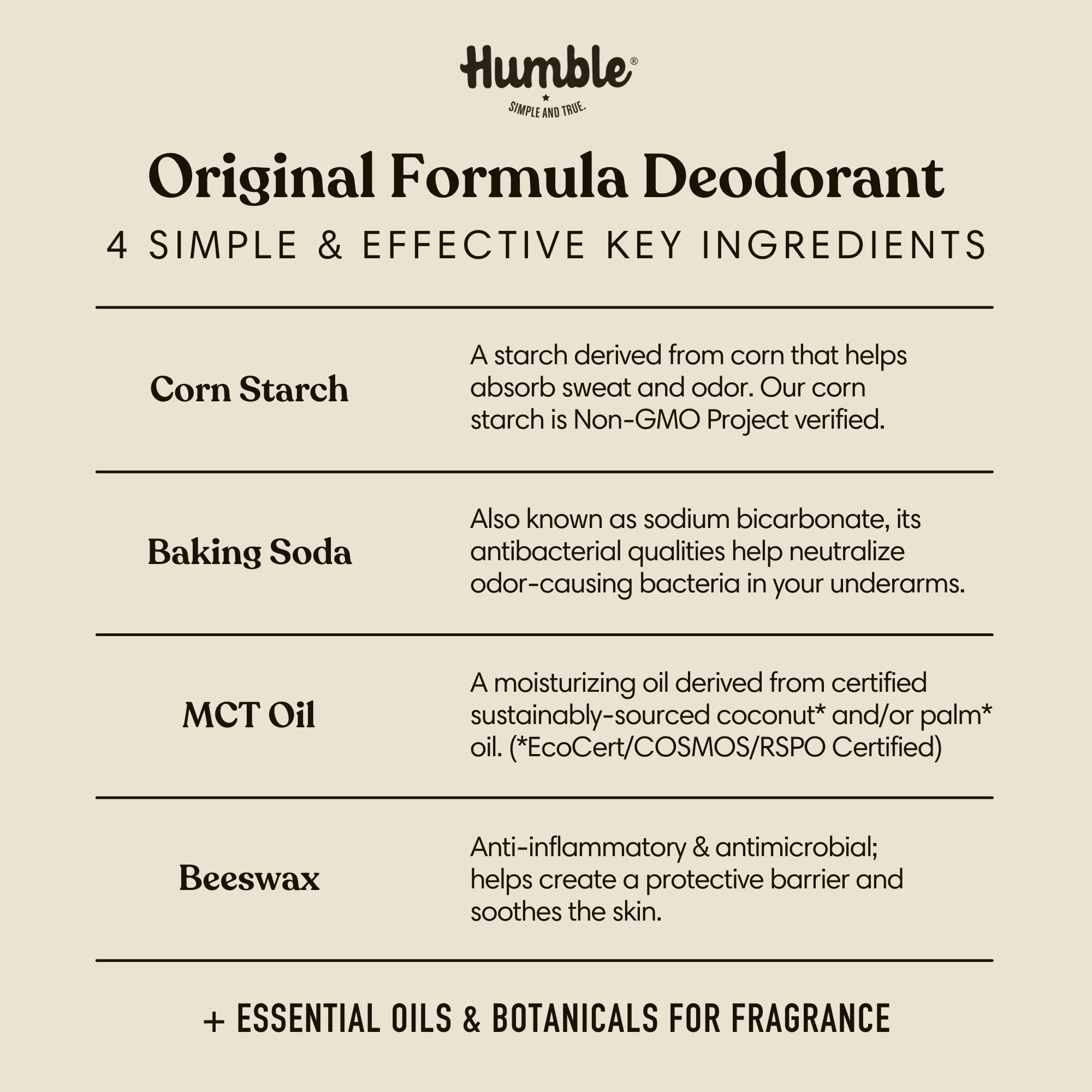 Humble Brands non-GMO corn starch ingredient focus for gentle moisture management.