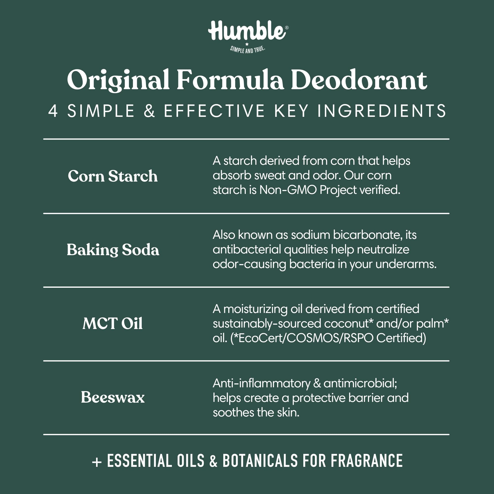 HUMBLE Original Formula deodorant application on arm for smooth texture.